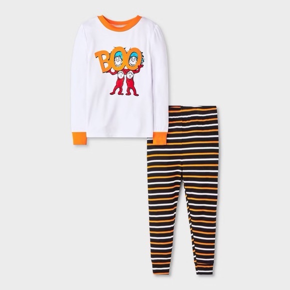 Dr. Seuss Nwt Thing 1 Thing 2 Long Sleeve Snug Fit Pajama Set - Black/White 4t